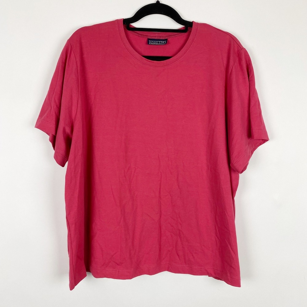 Lands End Short Sleeve Crew Neck Cotton Blend T-Shirt Womens XXL Pink